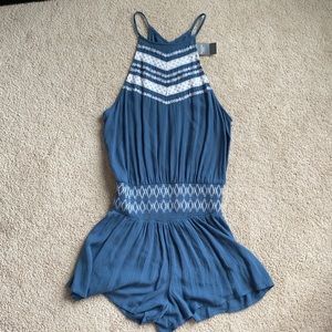 NWT Abercrombie Crochet Romper - Blue and White - Size Medium